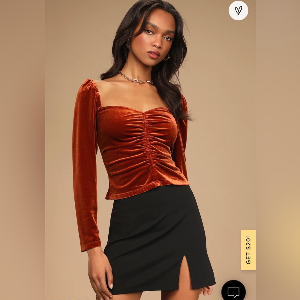 ASTR the Label Vanya ruched velvet sexy top NEW 🔥